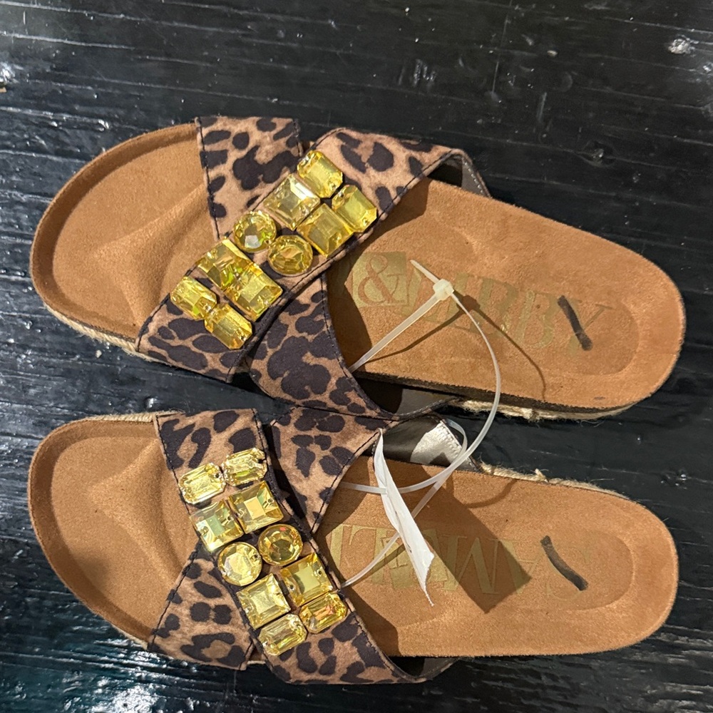 Sam & Libby Leopard Sandals with Gold Accents